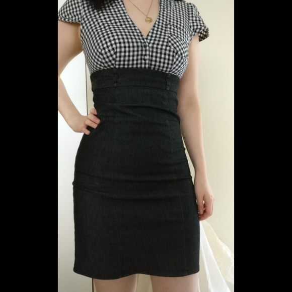 GUESS gingham Jean mini dress size xs/xxs - Picture 7 of 8